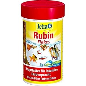 Tetra Rubin Flakes – Fischfutter in Flockenform mit natürlichen Farbverstärkern, unterstützt eine intensive Farbenpracht der Fische, 100 ml Dose