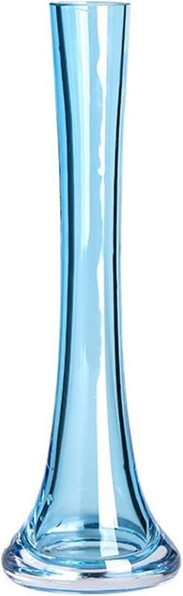 Amazon 細い中空の花瓶 透明なガラスの花瓶花の水耕栽培の花瓶寝室のソファテーブル結婚式の花瓶 8 8 25cm Size 8 8 25cm Color 青 花器 インテリアボウル オンライン通販