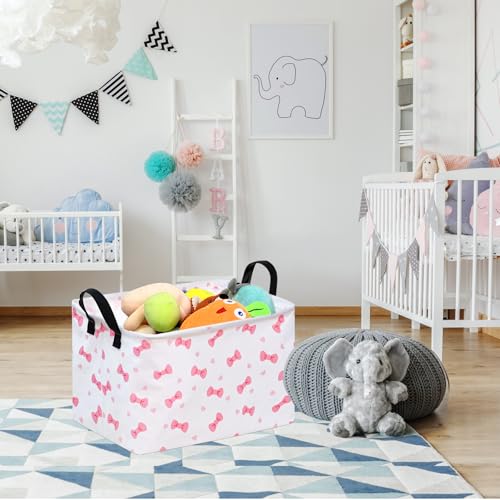 Image of Rectangle Gift Shelf Nursery Storage Basket Laundry Hamper Storage Box and Bins for Home Clothes with Handles