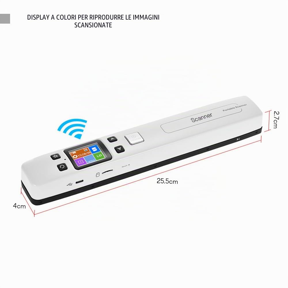 WiFi 1050DPI Asta Portatile ad Alta Velocità Documento e Immagini Scanner A4 Dimensioni JPG/PDF Formate Display LCD per Business Reciepts Libri