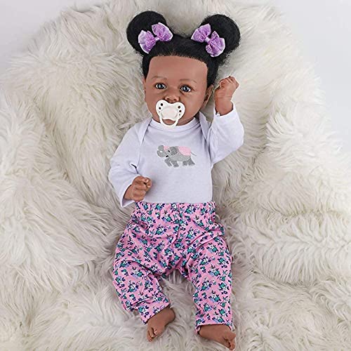 MWKL 58cm Nette Reborn Baby Reborn Puppe 22 Zoll Lebensechte Vollsilikon Körper Wiedergeburt Puppe Realistische… – Bild 6