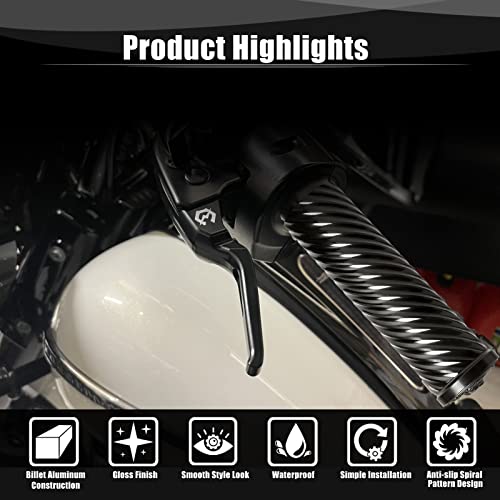 Goldfire 3D Skeleton Motorcycle Grips 1" 25Mm Handlebar Hand Grips Fits For Harley Touring Electra Glide Street Glide Road King Road Glide Softail Fat Boy Dyna Fxdls Trike (Black Red Eyes) #TOP3