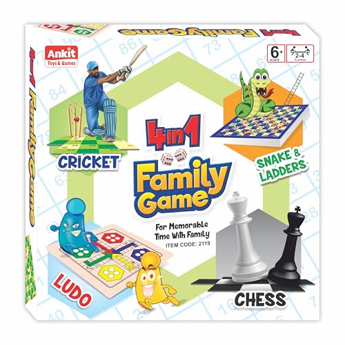 Image of Ankit Toys & Games 4 in1 Family Set Premium Multi Board Ideal for Kids and Adults - Classic Entertainment Game Perfect for Fun and Social Gatherings (Board Size 30 * 30 Cm)