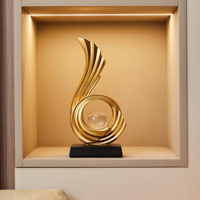 Escultura Abstracta Dorada de Resina 28.3 cm miniatura 4