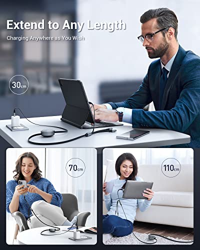 Cafele Usb C Multi Charging Cable, [27W Fast Charging For Cellphone] Retractable Usb C Cable, 3 In 1 Multiple Phone Charger Cord With Type C/Micro Usb/Ip For Phone 14 13 12/Samsung S23 S22 S21/Pad #TOP4