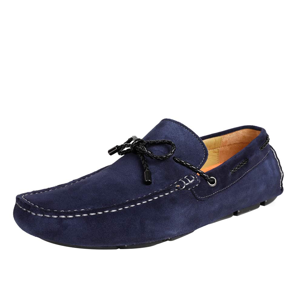 ERGGU Men's Suede Leather Slip-on Moccasin Softsole Driving Shoes Blue