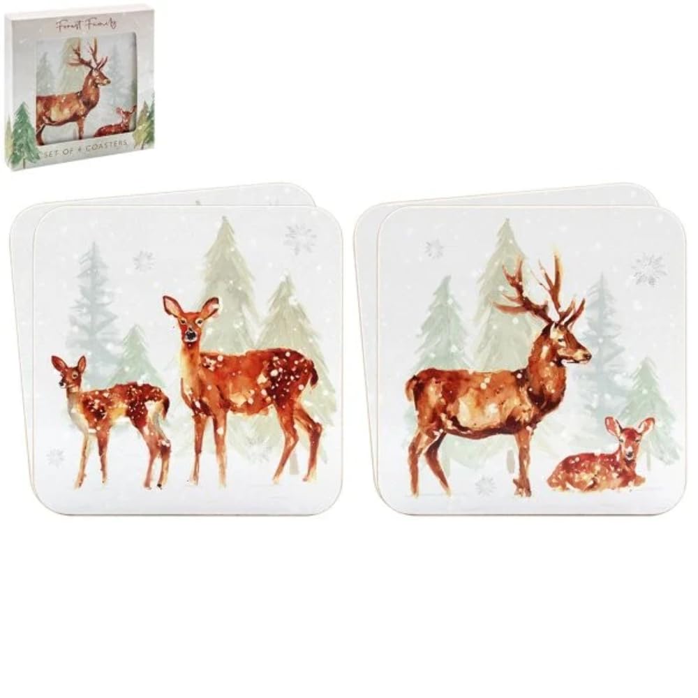Forest Family Deer Scene Coasters Set of 4 coasters