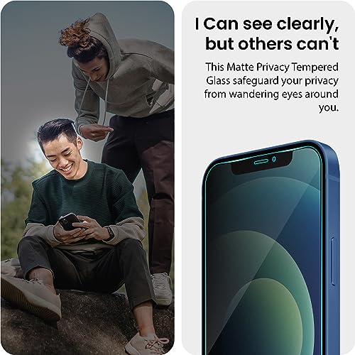 Image of ArmourPro Matte Privacy Tempered Glass for iPhone 12 , iPhone 12 Pro, Anti-Spy Anti-Glare Screen Protector, Edge-to-Edge Full Coverage, 9H Anti Scratch, Smooth Touch, Easy Installation Kit with Cable Protector