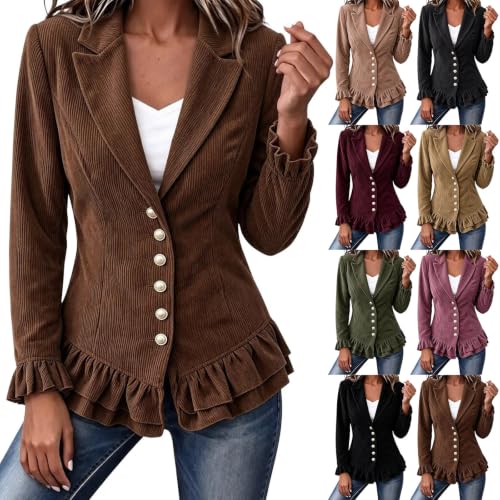 Fall Jackets for Women Corduroy Single Breasted Button Fitted Waist Coat - image 1