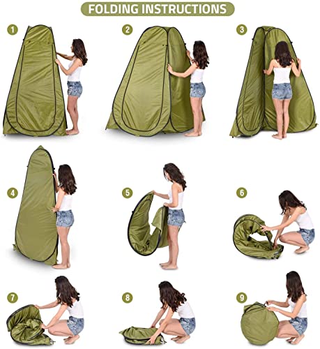 Image of Polyester Cloth Changing Tent For Camping (Armygreen, Instant Setup, Full Privacy, Lxwxh : 120X120X190 Cm), 1 Person