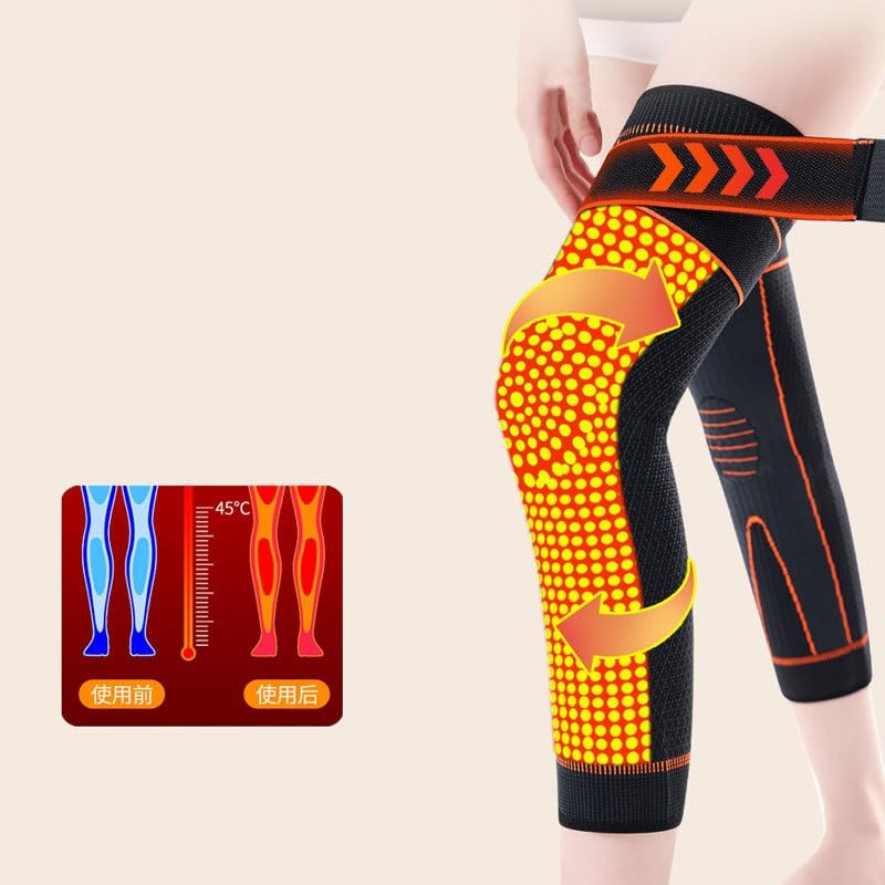 Exercise, protection Extended Knee Pads Knee Pads Anti-slip Plus Straps Old Cold Legs Wormwood Thickened for Fitness, cycling, running, playing football(Orange,X-Large)