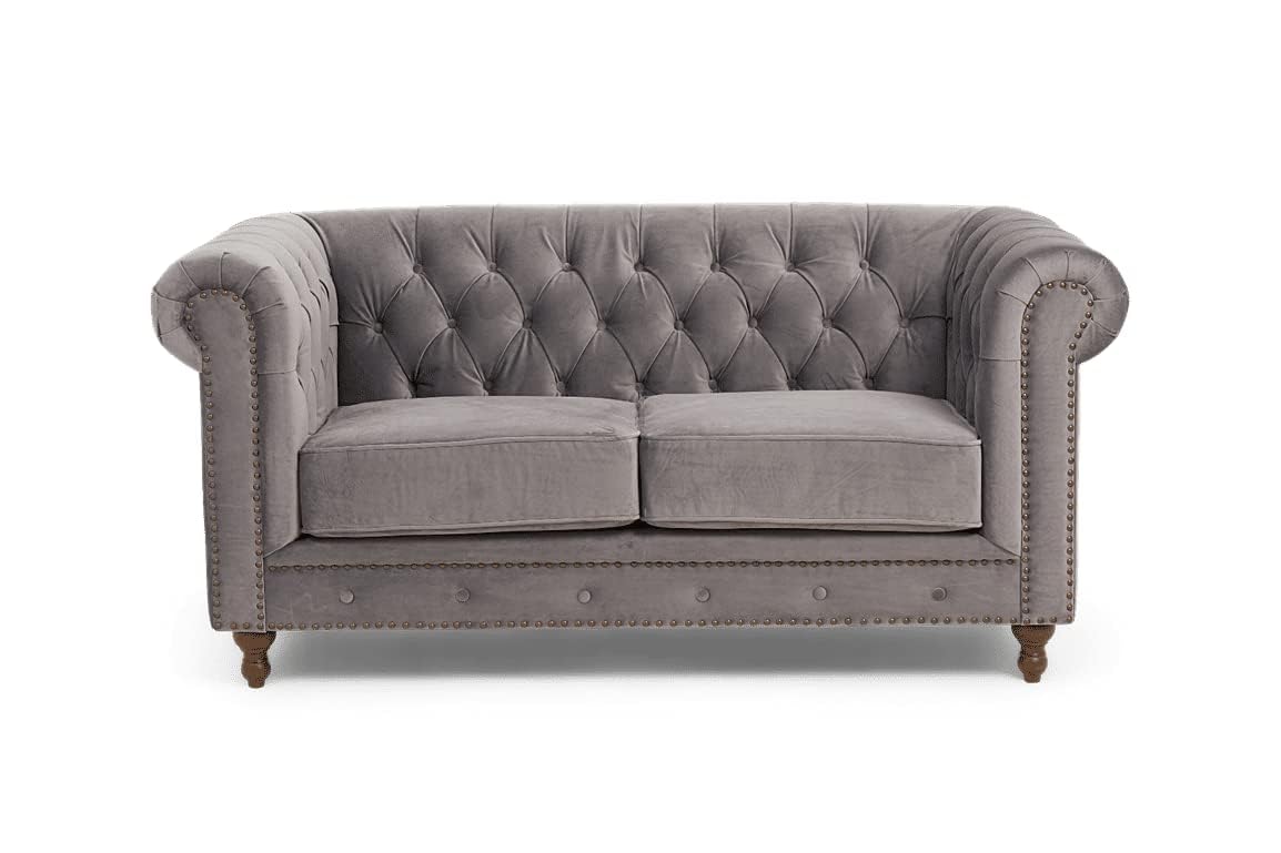 Hand Crafted Luxuary Sofa with Button tuffted Sofa for Living Room, Offices, Hallways (Two_Seater, Grey)-image-44