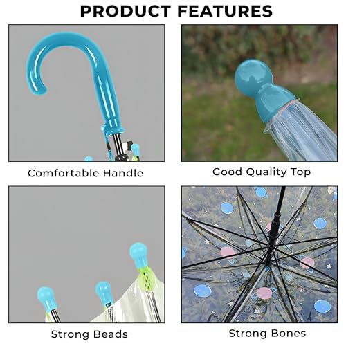 Image of Kraptick Transparent Printed Umbrella for Kids, Stylish & Cute Child Safe Umbrella for Rain, Automatic Water-Proof Umbrellas for Children's /Boys /Girls /Kids (MFP /1112-V)