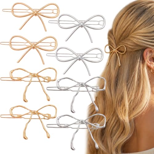 8Pcs Metal Bow Hair Clips for Women