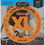 String Gauges: Plain Steel .010, .013 .017, Nickel Wound .030, .042, .052 EXP Coated nickelplated steel for distinctive bright tone and 4 times more life Hybrid gauge combines EXL110 for flexibility with heavier 4th, 5th and 6th strings for a more so...