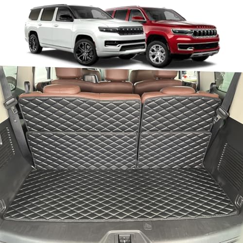 7DEEKEI Cargo Liners Compatible with 2022-2026 Jeep Wagoneer/Jeep Grand Wagoneer (Not fit L) Trunk Mat and Rear Backrest Cargo Mat