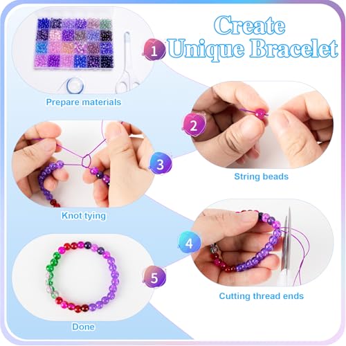 Image of XSEINO About 7200pcs 144 Colors 6mm Crackle Glass Beads Bracelet Making Kit,6Box Different Style Crack Series Colorful Crystal Beads for Bracelet Jewelry Making,DIY Crafts,Friendship Bracelets