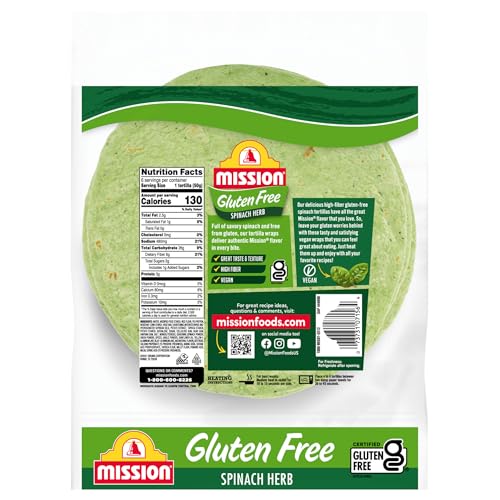 Mission Gluten Free Spinach Herb Tortilla Wraps, 6 Count, Trans Fat Free - Thumbnail 2