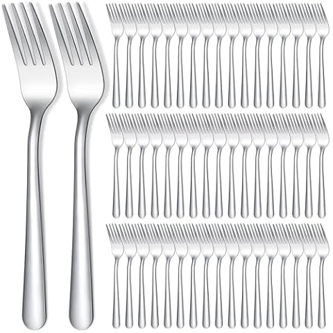 Minatee 200 Pcs Dinner Forks Bulk Set 8 Inches Stainless Steel Metal Forks Silverware Table Forks Set Mirror Polished Salad Flatware Forks for Home Restaurant Kitchen Cover