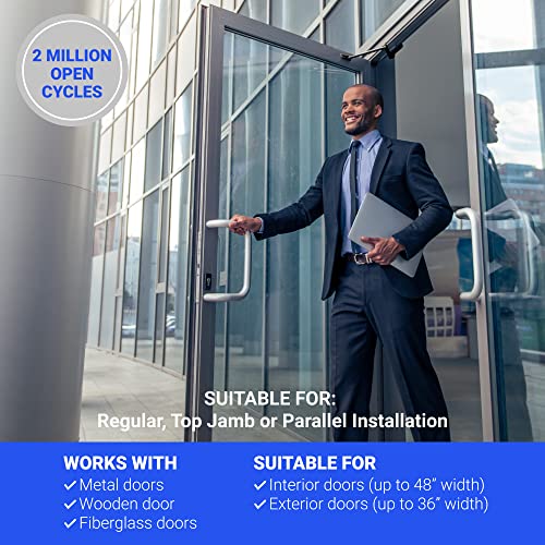 Heavy Duty Door Closer Fs-9807B Commercial - Grade 1 Commercial Standard Automatic Door Closing Mechanism – Durable Plastic Casing – High Traffic Areas - Fitting Instructions - Ul Listed #TOP3