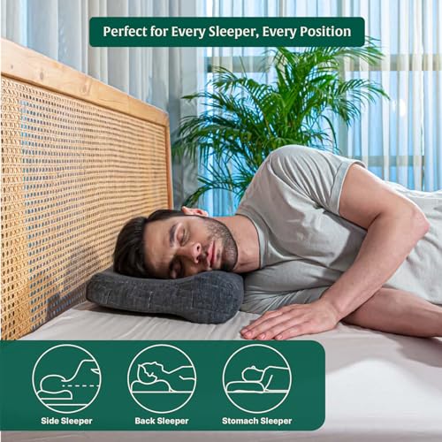 Image of The White Willow Cervical Contour Memory Foam Orthopedic Bed Pillow for Sleeping, Hypoallergenic Neck Optimum Support for Pain Relief with Washable Zippered Pillow Cover (Grey)