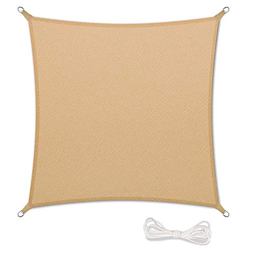 Qdreclod Sun Shade Sail Awning 2x2m for Outdoor Sun Protection Garden Patio Yard Party Waterproof Sunscreen Shelter Awning Sail Canopy 90% UV Block with Free Rope Square Sand