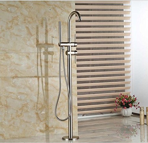 Robinet mitigeur de baignoire sur pied en nickel brossé avec douchette Gowe Luxe