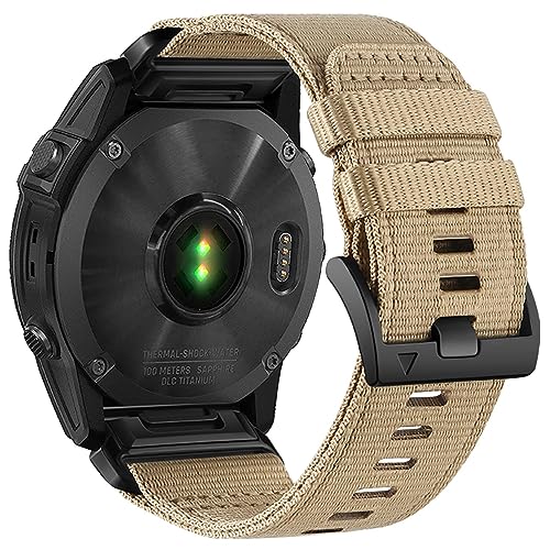 نوارهای ساعت نایلونی 22 میلی متری Quick Fit ارتقا یافته Abanen برای Garmin Fenix 7 / Fenix 6 / Fenix 5 / EPIX Pro 47mm، بند ورزشی بافته شده قابل تنظیم با قلاب فولادی ضد زنگ برای Forerunner 955, MARQ