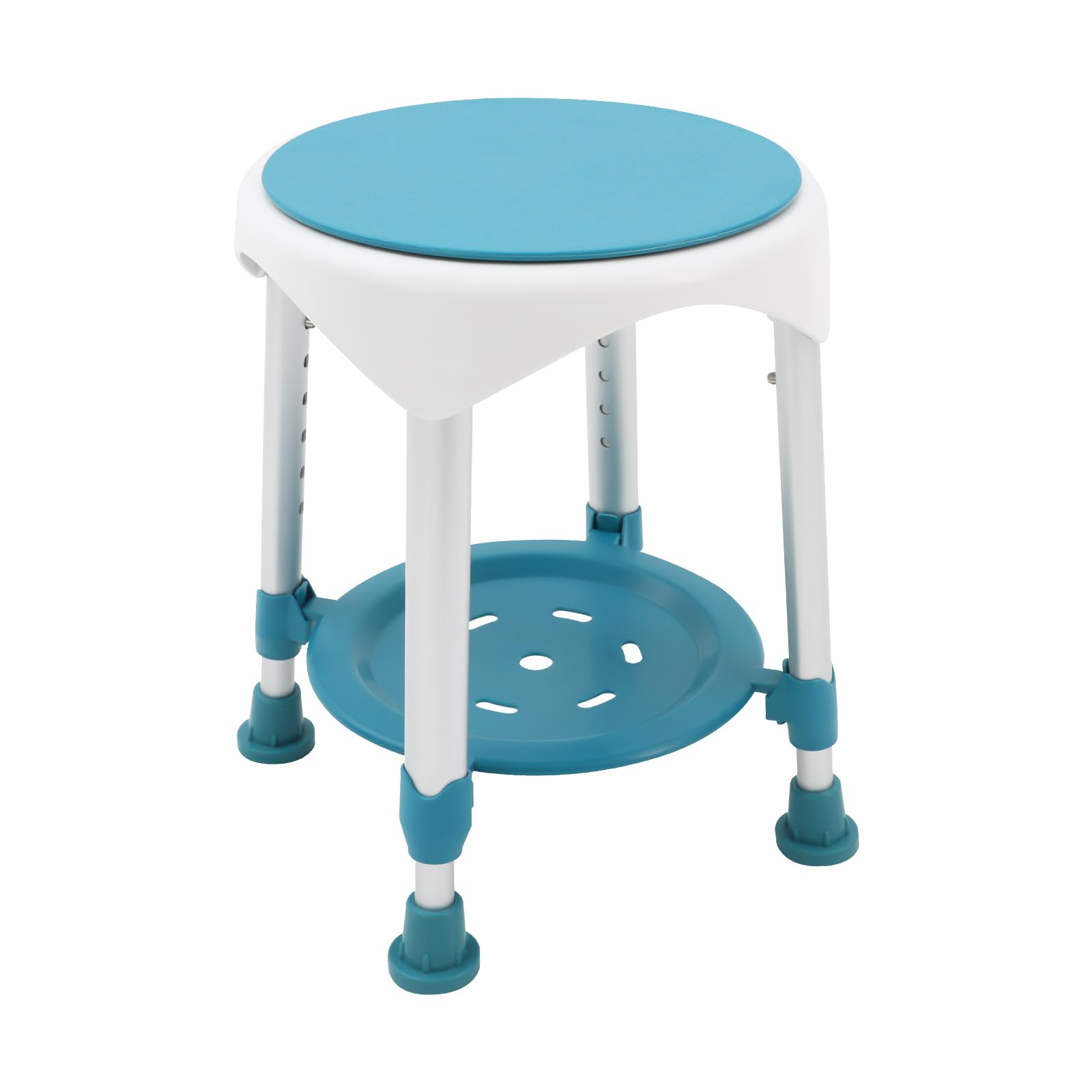 Taburete de ducha ajustable de 40,5 a 53 cm, silla de baño con capacidad de carga de 150 kg, asiento de ducha antideslizante con reposapiés para ducha (verde oscuro)