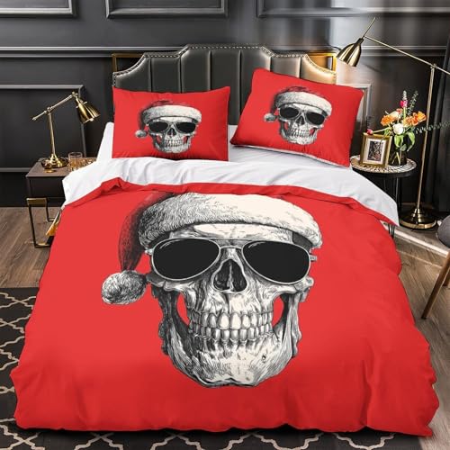 Housse de couette crâne impression HD et microfibre premium 135x200