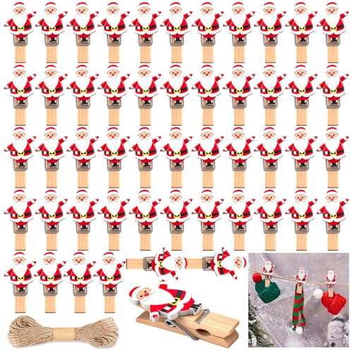 Clips para tarjetas de Navidad de madera que sujetan notas sin dañar las paredes 1