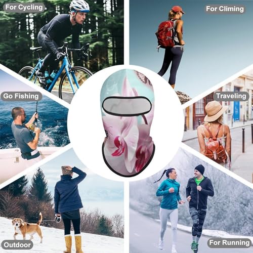 Balaclava para hombre, máscara para esquí y ciclismo con diseño de flor orquídea y mariposa, cubreboca y cuello para invierno miniatura 6