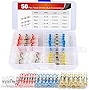 Nilight - 50025R 50pcs Solder Seal Wire Connector, Solder Seal Heat Shrink Butt Connectors,Electrical Waterproof Insulated Marine Automotive Copper(23Red 12Blue 10White 5Yellow),2 Years Warranty