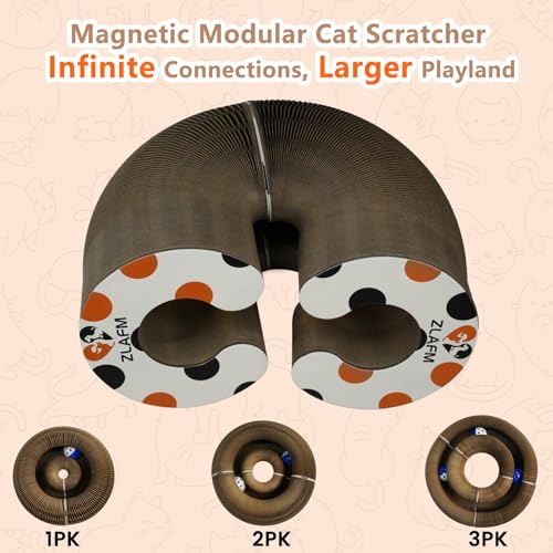 Magnetic Magic Organ Cat Scratcher Toy, Extra-Thick & Large Connectable Cardboard Scratching Board with Bell Ball, Interactive Enrichment Toy for Indoor Cats & Kittens (1 Pack) — view 3