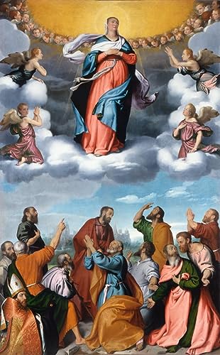 Pintura Sobre Lienzo Asunción de la Virgen Alta Resolución 60x90