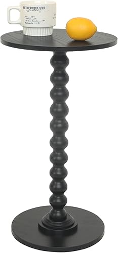 Miniatura 1 de Mesa auxiliar redonda, mesa pequeña para bebidas para espacios pequeños, mesa auxiliar moderna con patas de madera maciza para sala de estar,