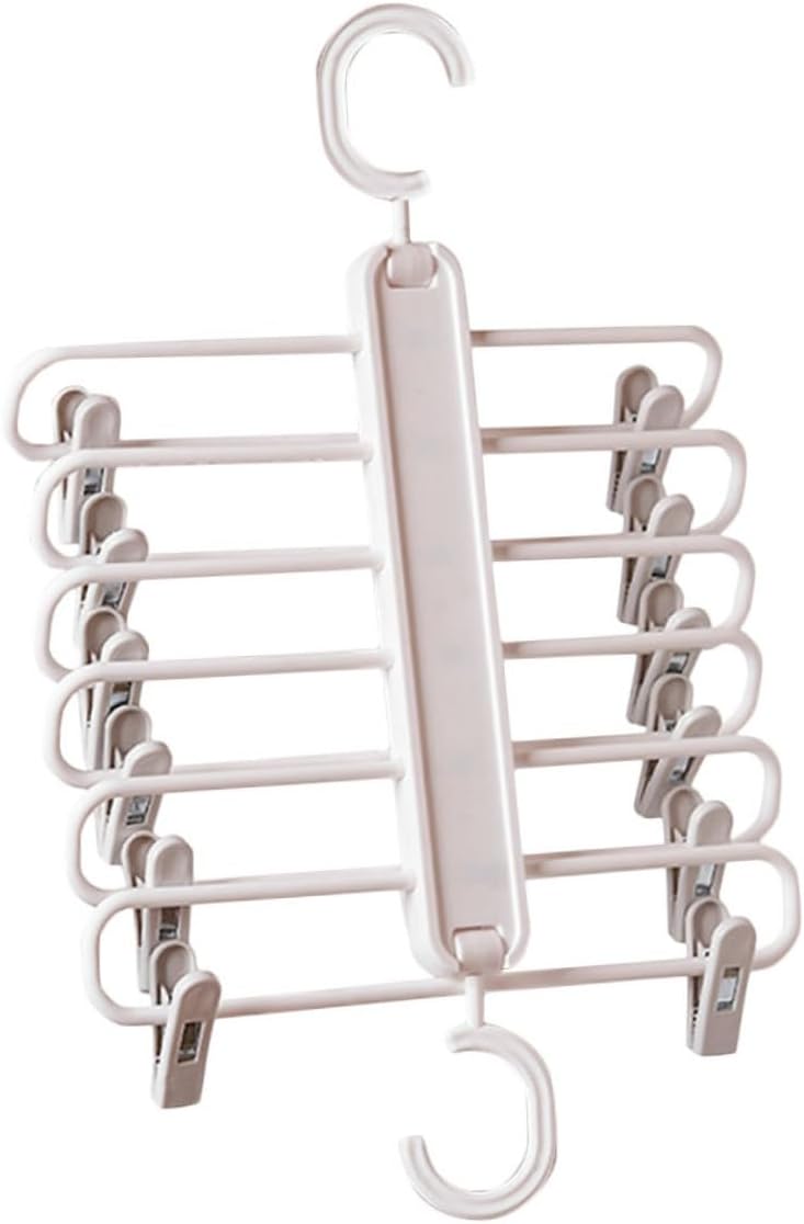 Cabilock Multifunctional Hanger Rack Folding Pants Rack Skirts Clips Space-Saving Storage for Wardrobe and Practical