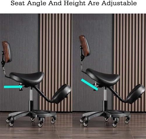 Ergonomic Saddle-Shaped Kneeling Chair with Backrest & Wheels, Adjustable 45-55cm, Perfect for Home Office, Study, and Improved Posture Support