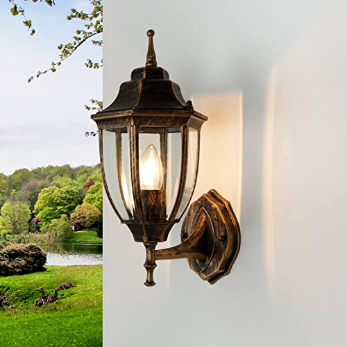 Licht-Erlebnisse Aplique rústico de exterior cobre negro E27 IP44 lámpara de exterior patio jardín balcón terraza LYON