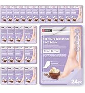 Original Derma Beauty Foot Mask 24 Pairs Moisture-Boosting Shea Butter Moisturizing Foot Mask Set...