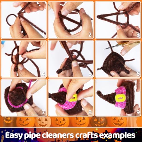 Image of Praisebank Halloween Pipe Cleaners for Crafts, 200pcs, Chenille Stems for DIY Projecets, Arts & Crafts Supplies for Festival Party Decorations