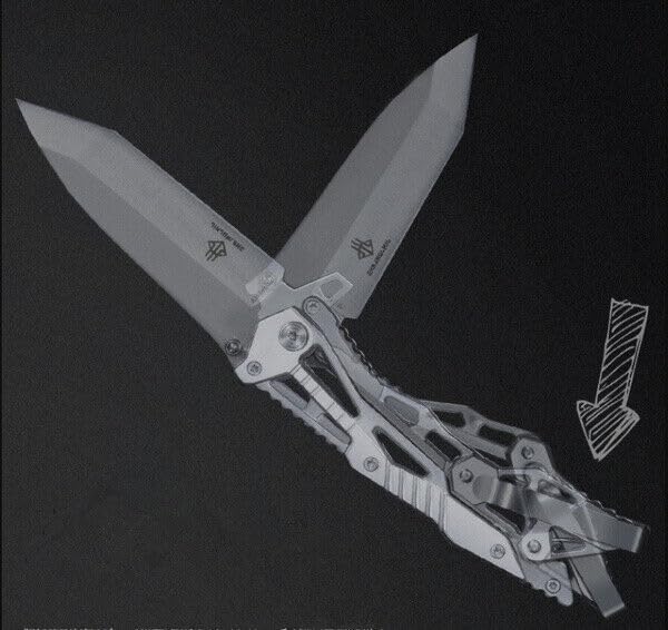 Miniatura 2 de DOOM BLADE Cuchillo de bolsillo plegable blanco, cuchillos geniales para acampar al aire libre, estilo militar, cuchillo táctico con bloqueo de