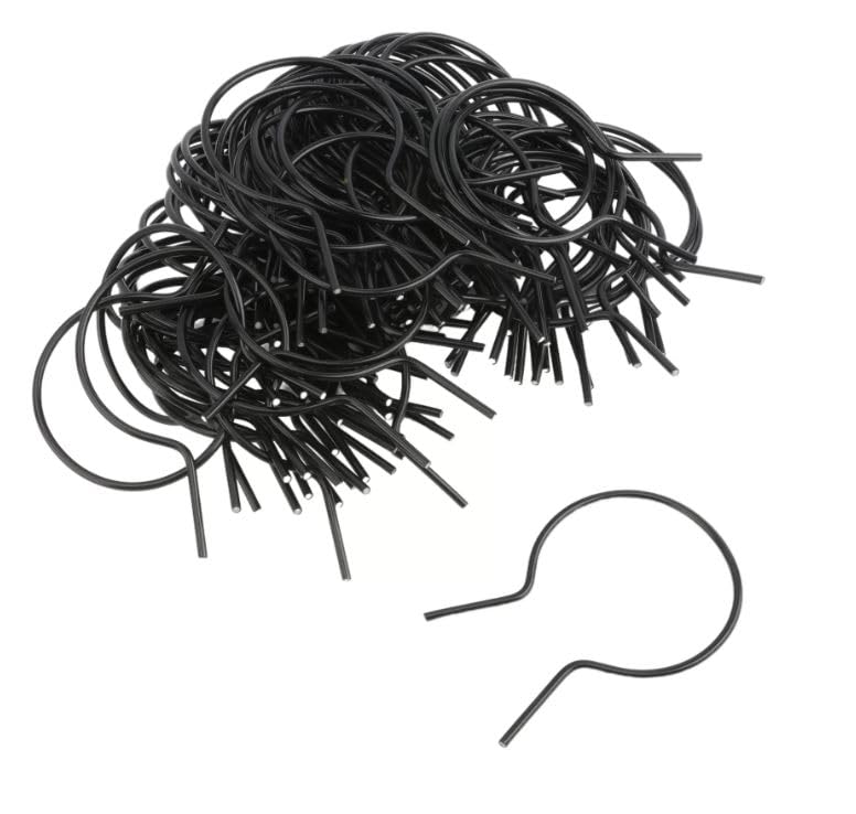 EZ Twist 3" (2 7/8" OD) x 8 Gauge Preformed Steel Tie Wire - Fence Ties - 100 Pack (Black Vinyl Coated)