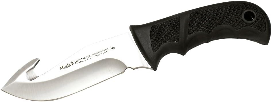 MUELA Bisonte-11G 4-1/2" Fixed Blade Hunting Knife with Leather Sheath