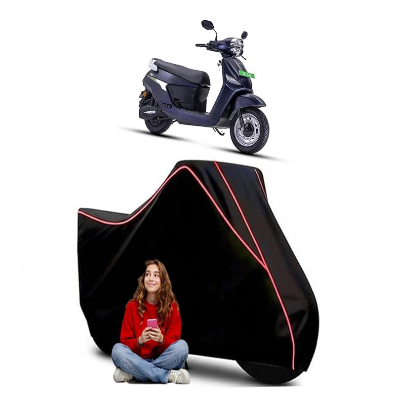 Image of C12i Scooty Bike Cover Water Resistant Outdoor Use Universal Fit Scooters Motorcycles Heavy Duty UV Protection Dust Rain Scratch Resistant Elastic Bottom Black Blue Piping