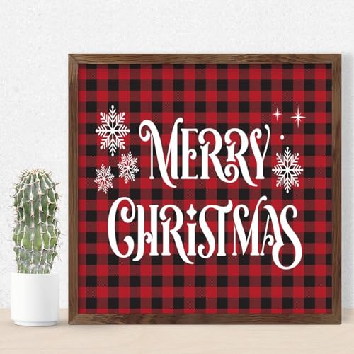 Panneau de décoration murale cadre bois Merry Christmas chrétien