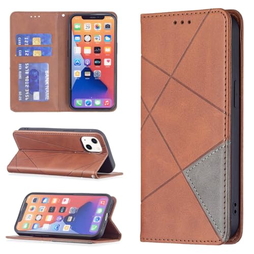 Étui en cuir iPhone 16 Plus marron avec porte-carte élégant