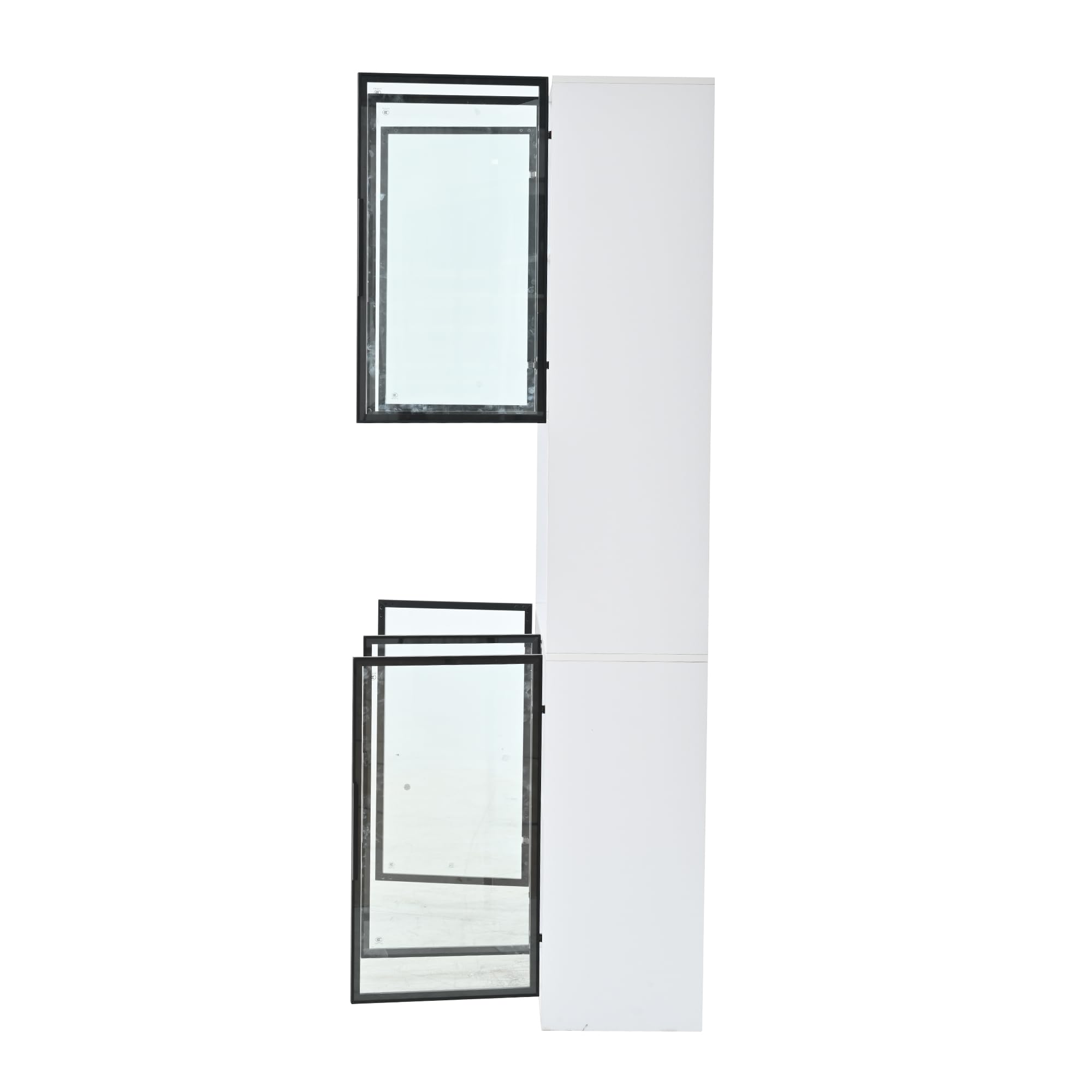 Vitrina de 120 x 34 x 200 cm, vitrina de pie con 6 puertas, zona de almacenamiento libre, armario alto, vitrina de cristal con LED, armario de salón de 120 cm de ancho, armario multifunción