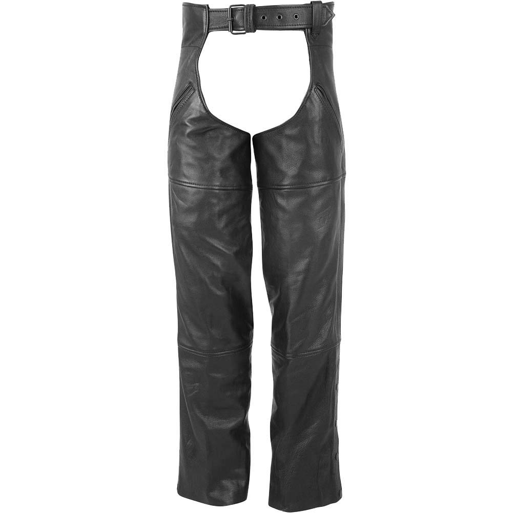Men's Real Bikers Genuine Cowhide Leather Gay Chaps (Black, 42