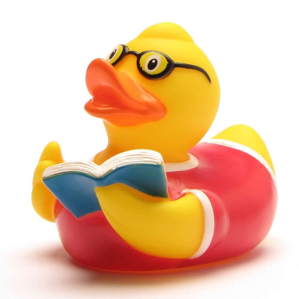 Duckshop I Bath Duck Bookworm I Squeaky Duck I L: 8.5 cm I Includes Squeaky Duck Keyring in Set I Gift Nerds I Present Collector